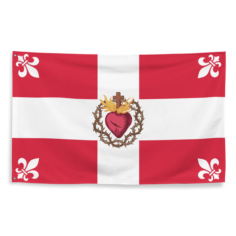Bandiera Rossa con Giglio Bianco - storico patriottico italiano