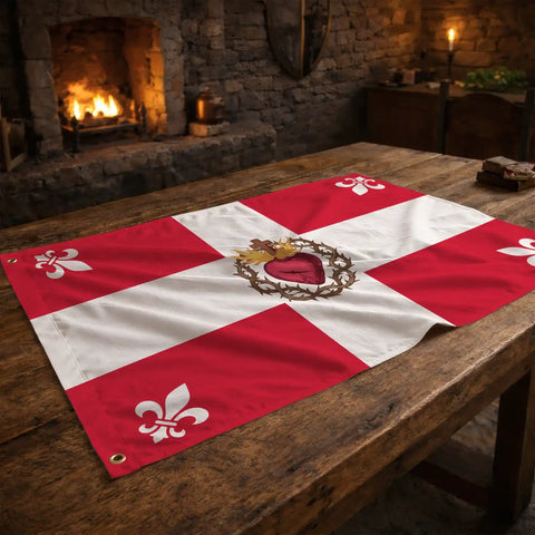 Bandiera Rossa con Giglio Bianco - storico patriottico italiano