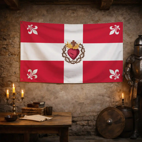 Bandiera Rossa con Giglio Bianco - storico patriottico italiano