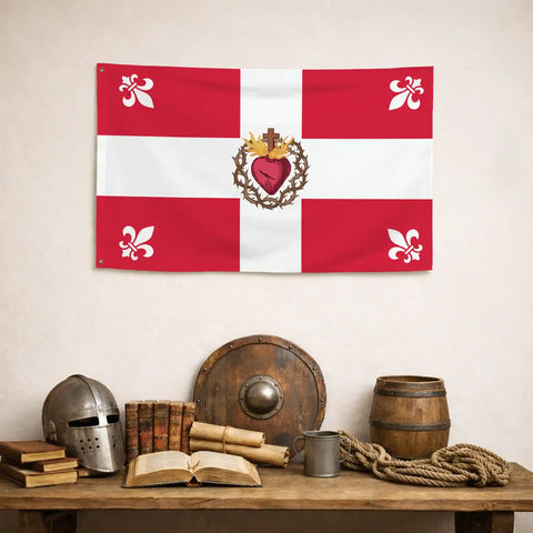 Bandiera Rossa con Giglio Bianco - storico patriottico italiano
