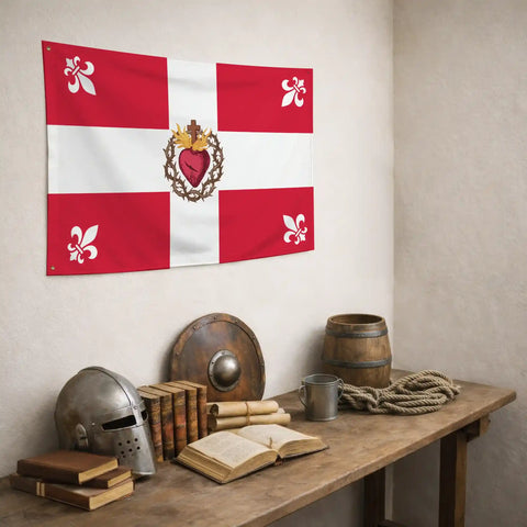 Bandiera Rossa con Giglio Bianco - storico patriottico italiano