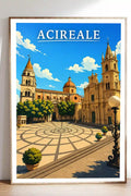 Poster Acireale Stampa Manifesto Vintage Retro Illustrato