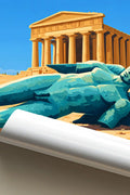 Poster Agrigento Stampa Manifesto Vintage Retro Illustrato