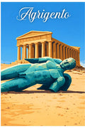 Poster Agrigento Stampa Manifesto Vintage Retro Illustrato
