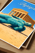 Poster Agrigento Stampa Manifesto Vintage Retro Illustrato
