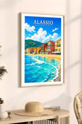 Poster Alassio Stampa Manifesto Vintage Retro Illustrato