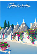 Poster Alberobello Stampa Manifesto Vintage Retro Illustrato