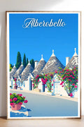 Poster Alberobello Stampa Manifesto Vintage Retro Illustrato