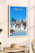 Poster Alberobello Stampa Manifesto Vintage Retro Illustrato