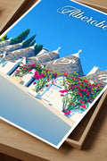 Poster Alberobello Stampa Manifesto Vintage Retro Illustrato
