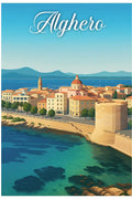 Poster Alghero Poster Vintage Retro Illustration