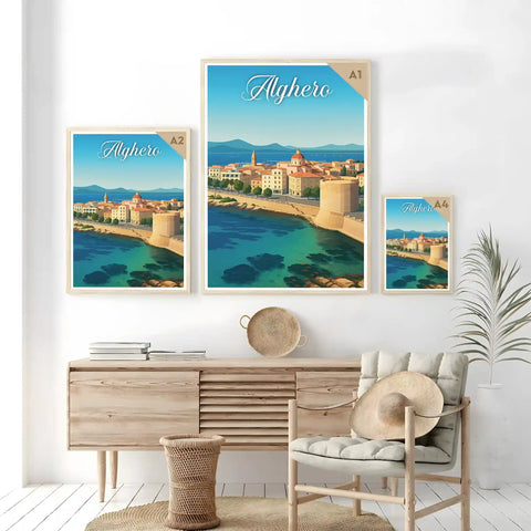 Poster Alghero Poster Vintage Retro Illustration