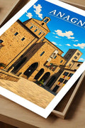 Poster Anagni Stampa Manifesto Vintage Retro Illustrato