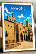 Poster Anagni Stampa Manifesto Vintage Retro Illustrato