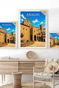 Poster Anagni Stampa Manifesto Vintage Retro Illustrato