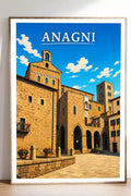 Poster Anagni Stampa Manifesto Vintage Retro Illustrato