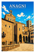 Poster Anagni Stampa Manifesto Vintage Retro Illustrato