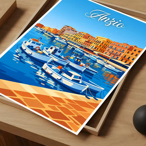 Poster Anzio Stampa Manifesto Vintage Retro Illustrato