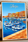 Poster Anzio Stampa Manifesto Vintage Retro Illustrato