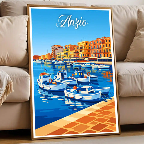 Poster Anzio Stampa Manifesto Vintage Retro Illustrato