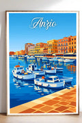 Poster Anzio Stampa Manifesto Vintage Retro Illustrato