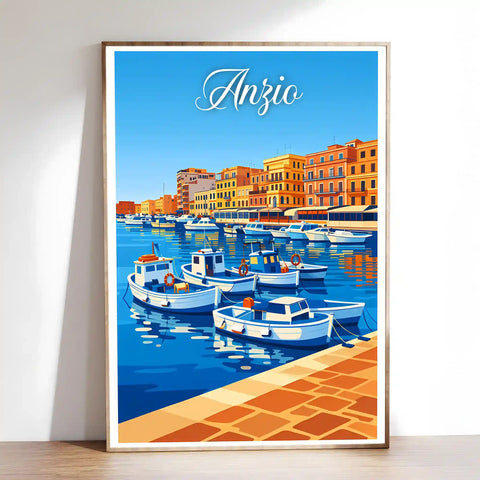 Poster Anzio Stampa Manifesto Vintage Retro Illustrato