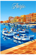 Poster Anzio Stampa Manifesto Vintage Retro Illustrato