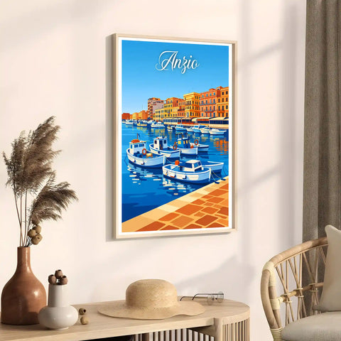 Poster Anzio Stampa Manifesto Vintage Retro Illustrato