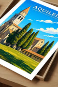 Poster Aquileia Stampa Manifesto Vintage Retro Illustrato