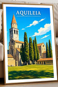 Poster Aquileia Stampa Manifesto Vintage Retro Illustrato