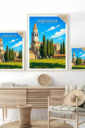 Poster Aquileia Stampa Manifesto Vintage Retro Illustrato