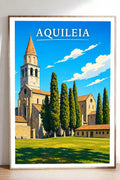 Poster Aquileia Stampa Manifesto Vintage Retro Illustrato