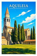 Poster Aquileia Stampa Manifesto Vintage Retro Illustrato