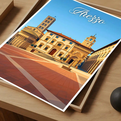 Poster Arezzo Stampa Manifesto Vintage Retro Illustrato