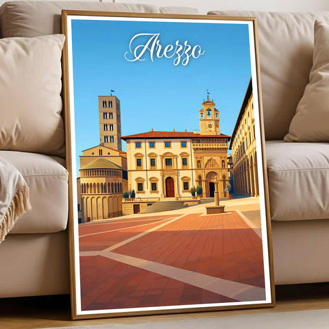 Poster Arezzo Stampa Manifesto Vintage Retro Illustrato