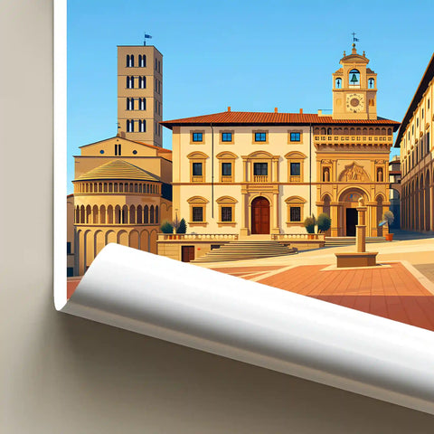 Poster Arezzo Stampa Manifesto Vintage Retro Illustrato