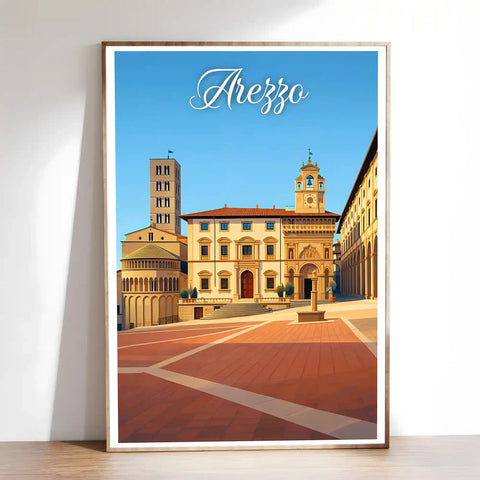 Poster Arezzo Stampa Manifesto Vintage Retro Illustrato