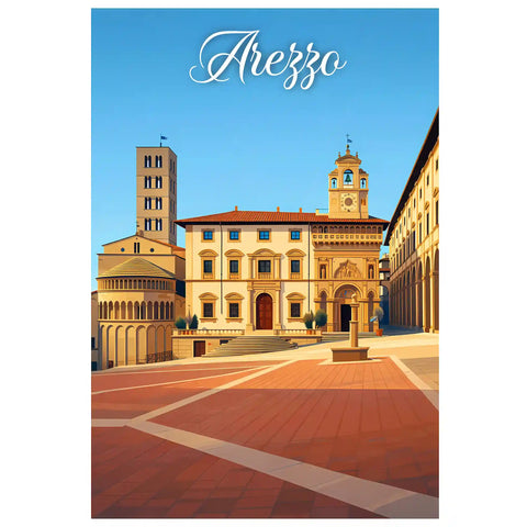 Poster Arezzo Stampa Manifesto Vintage Retro Illustrato