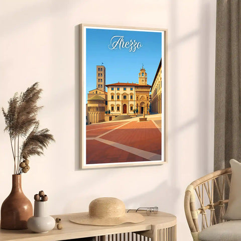 Poster Arezzo Stampa Manifesto Vintage Retro Illustrato