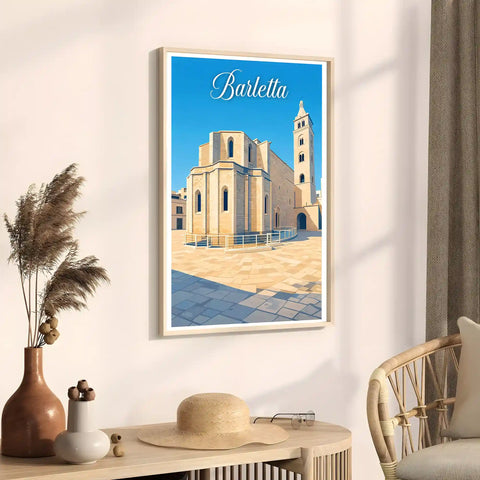 Poster Barletta Stampa Manifesto Vintage Retro Illustrato