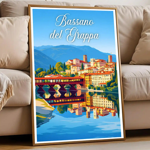 Poster Bassano del Grappa Stampa Manifesto Vintage Retro Illustrato