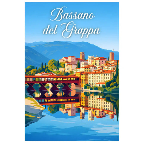 Poster Bassano del Grappa Stampa Manifesto Vintage Retro Illustrato