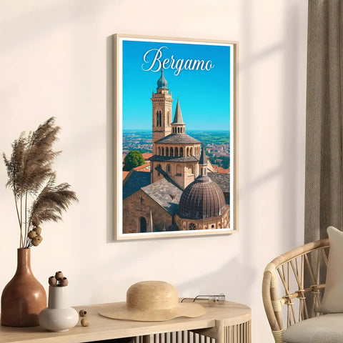 Poster Bergamo Poster Vintage Retro Illustration
