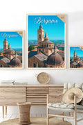 Poster Bergamo Poster Vintage Retro Illustration