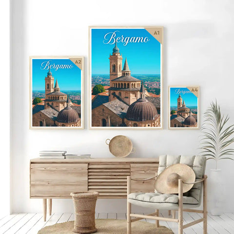 Poster Bergamo Poster Vintage Retro Illustration