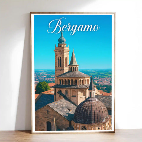 Poster Bergamo Poster Vintage Retro Illustration