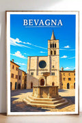 Poster Bevagna Stampa Manifesto Vintage Retro Illustrato