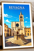 Poster Bevagna Stampa Manifesto Vintage Retro Illustrato