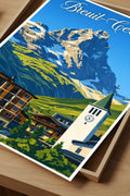Poster Breuil-Cervinia Stampa Manifesto Vintage Retro Illustrato