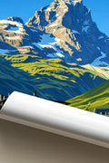 Poster Breuil-Cervinia Stampa Manifesto Vintage Retro Illustrato